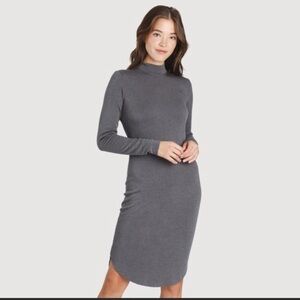 Kit and Ace Brown Mock-neck Long-Sleeve Wool-blend Sweater Dress